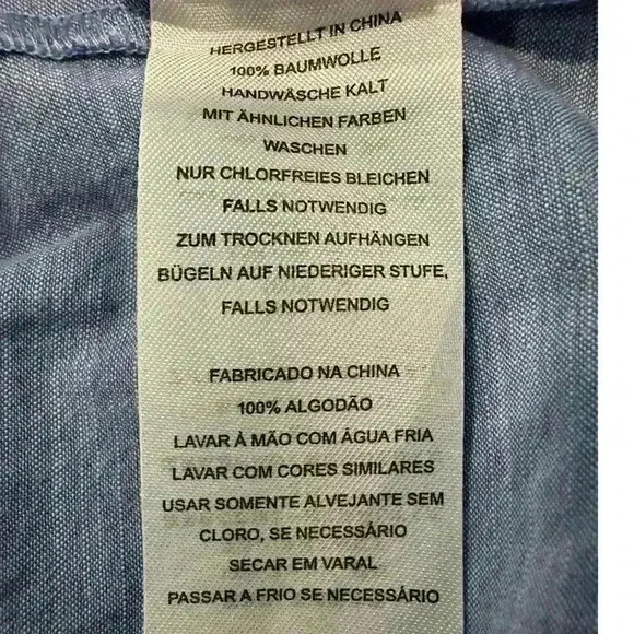 Joie Ecidra Cotton Chambray Tie Waist Tiered Pocket Pullover Mini Dress Blue S - Picture 7 of 7